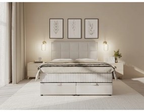 Čalúnená posteľ GRACE 160x200 cm s matracmi a úložným priestorom, béžová