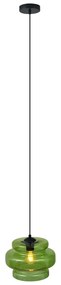 Retro závesná lampa čierna so zeleným sklom - Denise