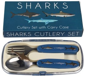 Modrý antikoro detský príbor 2 ks Sharks – Rex London