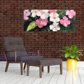 Obraz - Ružové a biele kvety (120x50 cm)