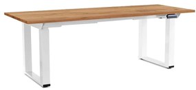 Výškovo nastaviteľný stôl OfficeTech Strong 200 x 80 cm, biela podnož, dub kraft