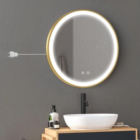 Dekorstudio Okrúhle LED zrkadlo so zlatým rámom 60cm MMJ