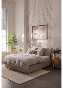 Béžová čalúnená dvojlôžková posteľ s úložným priestorom s roštom 180x200 cm Thessa Pillow – Bonami Selection