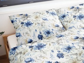 Polášek Bavlnené obliečky MODRÉ KVETY - 140 x 220 cm / 70 x 90 cm