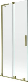 Mexen Velar L, 2-krídlová posuvná vaňová zástena 80 x 150 cm, 8mm číre sklo, zlatý lesklý profil, 896-080-003-01-50