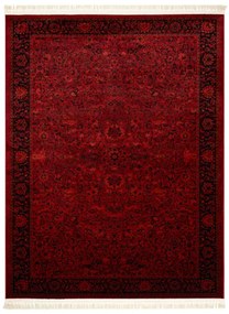 Koberec ORIENT 5125 so strapcami / rám, orientálny / klasický, bordový / čierny