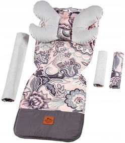 Podložka do kočíka Infantilo Velvet 5v1 ružová kvety
