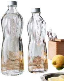 Sklenená fľaša na mlieko/ olej / aviváž, s uzáverom so závitom - 1l AQUA