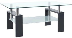 Konferenčný stolík sivý a priesvitný 95x55x40 cm tvrdené sklo
