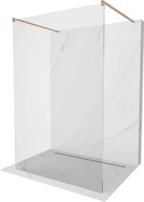 Mexen Kioto, sprchová zástena Walk-In 115 x 200 cm, 8mm číre sklo, medený matný profil, 800-115-002-65-00