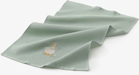 Goldea veľkonočná kuchynská vaflová utierka s výšivkou - kačica na šalviovom 50 x 70 cm