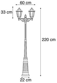 Čierna vonkajšia lampa 220 cm 2-svetlo IP44 - Havana