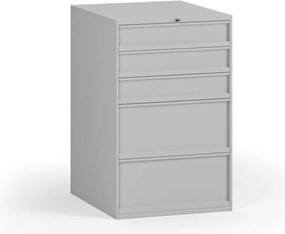 Zásuvkový dielenský box na náradie k pracovnému stolu, 5 zásuviek, 510 x 592 x 810 mm, sivá