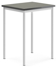 Stôl SONITUS, 700x600x900 mm, linoleum - tmavošedá, biela