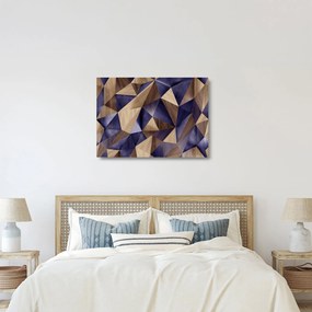Sklenený obraz - 3D drevené trojuholníky (70x50 cm)