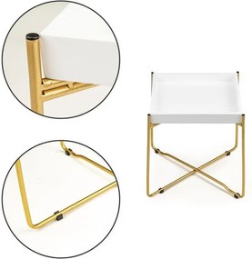 Elegantný biely konferenčný stolík so zlatými nohami