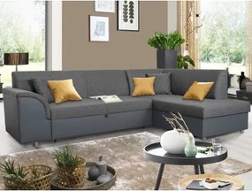 Rohová sedacia súprava Bernett, antracitová ekokoža/sivá látka, pravý roh%