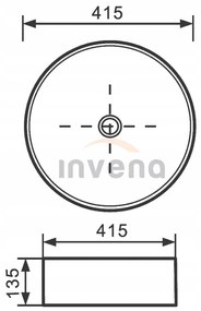 Invena Kos, keramické umývadlo na dosku 415x415x135 mm, zlatá lesklá-čierna matná, INV-CE-38-027-C