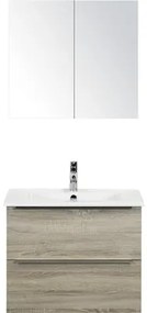 Kúpeľňový nábytkový set Pulse 70 cm s keramickým umývadlom a zrkadlovou skrinkou dub sivý
