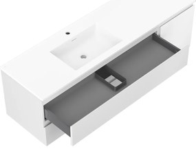 Mexen Orio, kúpeľňová skrinka 160 cm s umývadlom Otis vľavo, 2S, 1D, biela matná, 91A13-16047-3-BBFFF01-W18L01