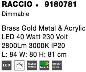LED luster Raccio 84 zlaté