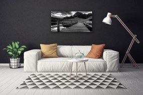 Obraz Canvas Mólo čiernobiele jazero 125x50 cm