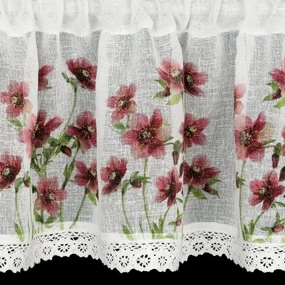 Dekorstudio Kuchynská záclonka ISA zdobená kvetinovou potlačou a čipkou 150 x 60 cm