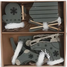 Set vianočných ozdôb v textilnom dizajne – sivý 10 ks 16 × 16 cm