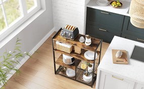 Kuchynský regál TAYLOR 95x80 cm, rustikálne hnedý