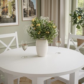Okrúhly jedálensky stôl EDWIN biely + biele nohy Typ stola: Bez rozkladania