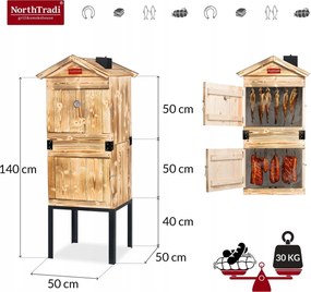 TRENDIE Udiareň XXL drevená s kovovým komínom