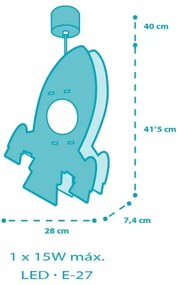 Dalber 63357 - Detský luster ROCKET 1xE27/15W/230V