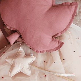 Ľanový vankúš javorový list sýto ružová 43x43 cm