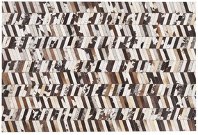 Kožený koberec 140 x 200 cm hnedá/biela AKYELE Beliani