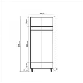 Šatníková skriňa Kikos III 90 cm dub sonoma/zelená