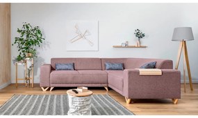 Ružová rozkladacia/s úložným priestorom rohová pohovka (pravý roh/do L) Classy Sophie – Miuform