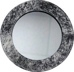 Stolové zrkadlo Minna s lemovaním z hovädzej kože čierna/ biela - 25*13*25cm