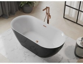 Mexen Roxy, voľne stojaca vaňa 170 x 80 cm, biela-čierna, medený prepad, 51201708075-65