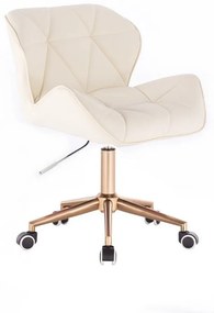 LuxuryForm DESIGN Stolička MILANO na zlatej podstave s kolieskami - krémová