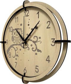 Detské hodiny Sova z javoru – tiché nástenné hodiny pre deti | SENTOP HDF0573-MAPLE