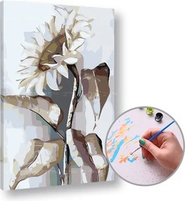 Maľovanie podľa čísel BIELA SLNEČNICA – nízka náročnosť