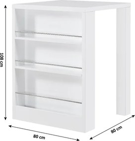 Barový stôl Bilbao - biely lesk / oceľ