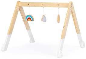 Vzdelávací drevený gymnastický stojan + hračky ECOTOYS