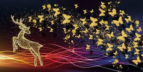 Obraz nádherný jeleň s motýľmi Varianta: 100x50