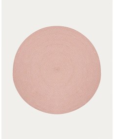 Ružový okrúhly vnútorný a vonkajší koberec z recyklovaných vlákien ø 150 cm Rodhe – Kave Home