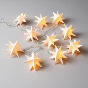 ORIGAMI Svetelná reťaz s USB papierové hviezdy 10 svetiel - biela