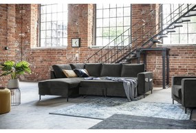 Tmavosivá zamatová rozkladacia rohová pohovka (ľavý roh) Lofty Lilly – Miuform