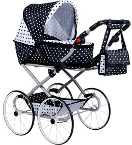 Detský Retro kočík pre bábiky 2v1 New Baby Natálka bielo-čierny