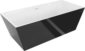 Mexen Lita, voľne stojaca vaňa 170 x 75 cm, biela-čierna, biely prepad, 52121707575-20