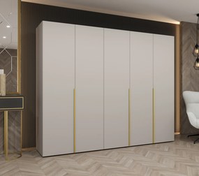 Šatníková skriňa 250 cm Alice 1 (kašmír + zlatá). Akcia -20%. Vlastná spoľahlivá doprava až k Vám domov. 1126134